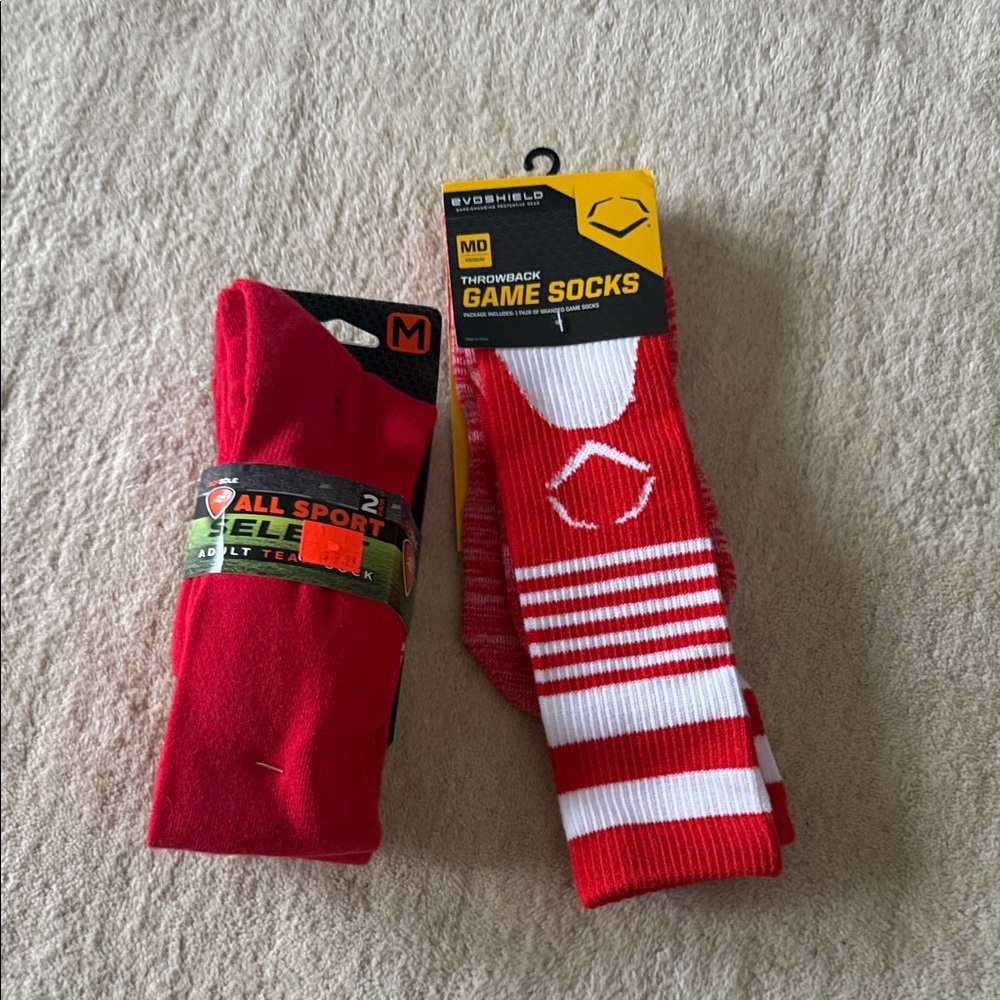 Red and White Game Socks